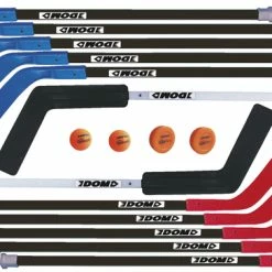 DOM Pro Hockey Stick Set, Includes 10 Sticks, 2 Goalie Sticks, 2 SuperPucks And 2 Balls