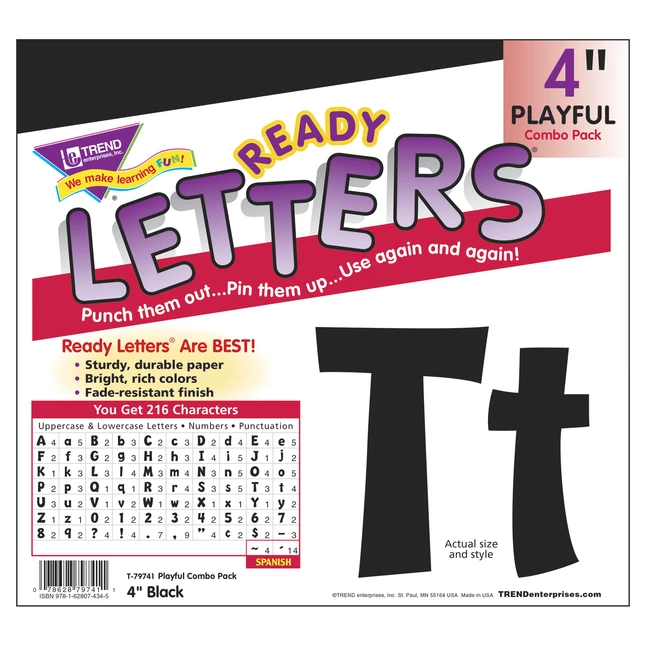 TREND Enterprises, Inc. Trend Enterprises Playful Ready Letters, 4 Inches, Black, Set Of 216 3 TREND Enterprises, Inc. Trend Enterprises Playful Ready Letters, 4 Inches, Black, Set Of 216