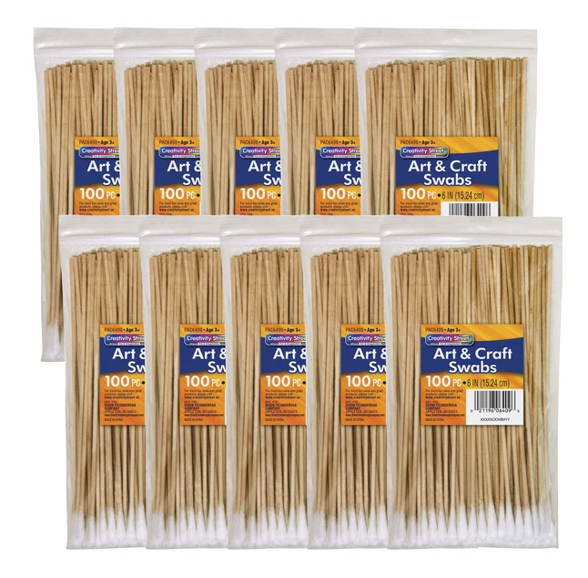 Creativity Street Sax Cotton Art/Craft Swab With Wood Shaft, 6 In, Pack Of 1000 3 Creativity Street Sax Cotton Art/Craft Swab With Wood Shaft, 6 In, Pack Of 1000