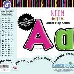 Barker Creek Letter Pop-Outs, 4 Inch, Neon, Set Of 255