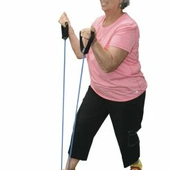 CanDo Heavyweight Exercise Band With Handles, 48 Inches, Rubber Latex, Blue -schoolspecialty store 1493394 SOAR C ecommfullsize