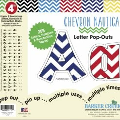 Barker Creek Letter Pop-Outs, 4 Inch, Nautical Chevrons, Set Of 255