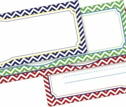 Barker Creek Nautical Chevron Name Plates, 12 X 3-1/2 Inches, Set Of 36