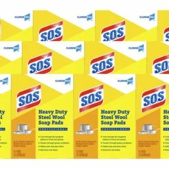 CloroxPro S.O.S. Steel Wool Soap Pads, Heavy-Duty, 5 X 4 Inches, Pack Of 12