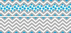 Barker Creek Chevron Gray/Blue Double Sided Trimmer, 3 X 35 Inches, Pack Of 12