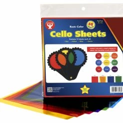 Hygloss Cello Sheets, 12 X 12 Inches, Assorted Colors, Pack Of 48