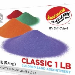 Sandtastik Colored Sand Classroom Pack, 1 Pound Bags, Assorted Colors, Set Of 12