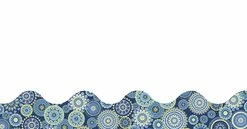 Eureka Blue Harmony Scalloped Deco Trim, Mandala Print, 37 Inches, 12 Pieces