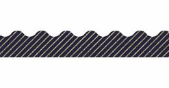 Carson Dellosa Scalloped Borders, Gold Glitter Navy Stripes, 3 Feet X 2-1/4 Inches Each, 13 Strips