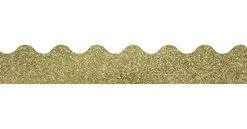 Carson Dellosa Scalloped Borders, Gold Glitter, 3 Feet X 2-1/4 Inches Each, 13 Strips