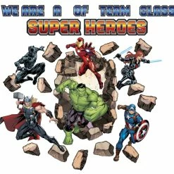 Eureka Marvel Team Of Class Super Heroes Bulletin Board Set, 27 Pieces
