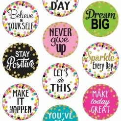 Teacher Created Resources Confetti Positive Sayings Accents, Round, Pack Of 30
