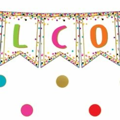 Teacher Created Resources Confetti Pennant Welcome Bulletin Board Set, 60 Pieces