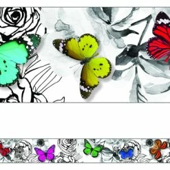 Schoolgirl Style Woodland Whimsy Border, 36 Feet, Butterflies, 12 Strips