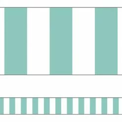 Schoolgirl Style Schoolgirl Simply Stylish Border, 36 Feet, Turquoise Stripes, 12 Strips