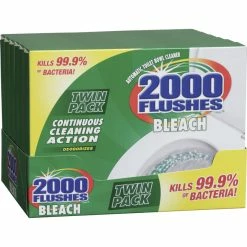 2000 Flushes Automatic Toilet Bowl Cleaner, Clear, Pack Of 12