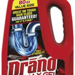 Drano Max Gel Clog Remover, Professional Strength, 80 Fluid Ounces, Case Of 6