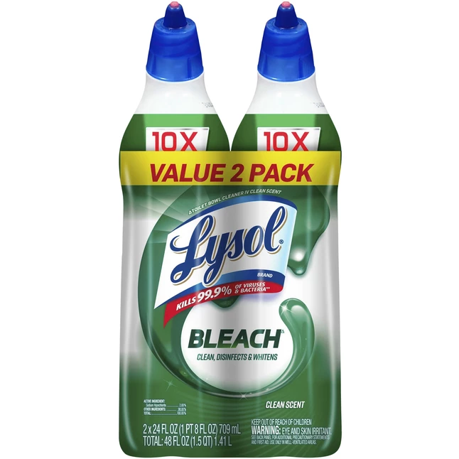 Lysol Bleach Toilet Bowl Cleaner, 24 Ounces Each, 2 Count 3 Lysol Bleach Toilet Bowl Cleaner, 24 Ounces Each, 2 Count