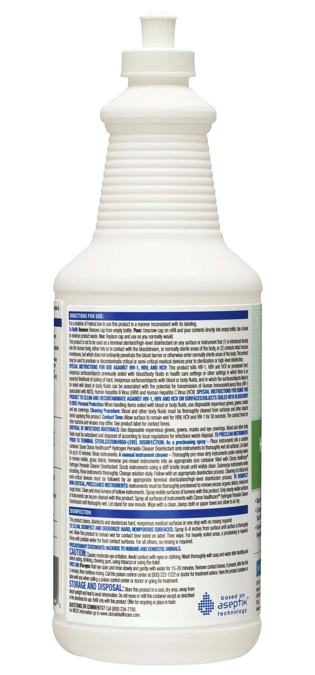 Clorox Healthcare Hydrogen Peroxide Cleaner, 32 Ounces, Case Of 6 4 Clorox Healthcare Hydrogen Peroxide Cleaner, 32 Ounces, Case Of 6 - Image 2