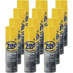 Zep Stainless Steel Polish, 14 Fluid Ounces, Chrome/Black, Carton Of 12