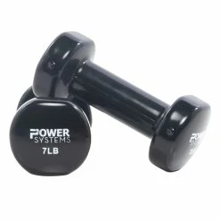 Power Systems Power System Deluxe Vinyl Dumbbells, 7 Pounds, Black, Pair
