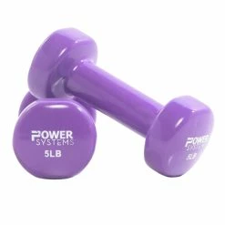 Power Systems Power System Deluxe Vinyl Dumbbells, 5 Pounds, Purple, Pair
