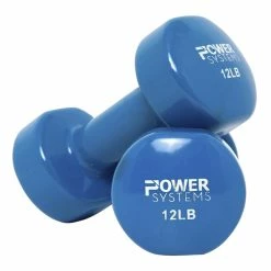 Power Systems Power System Deluxe Vinyl Dumbbells, 12 Pounds, Blue, Pair