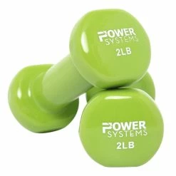 Power Systems Power System Deluxe Vinyl Dumbbells, 2 Pounds, Lime, Pair