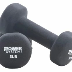 Power Systems Premium Neoprene Dumbbells, 5 Pounds, Black