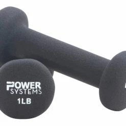 Power Systems Premium Neoprene Dumbbells, 1 Pound, Black