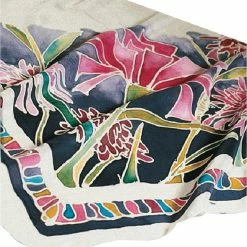 Jacquard Sax Assorted Design Medium-Weight China Silk Scarve For Painting, 22 X 22 In, White