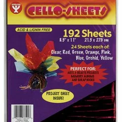 Hygloss Acid-Free Moisture Proof Cellophane Sheet, 8-1/2 X 11 Inches, Assorted Colors, 192 Sheets